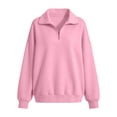 thumbnail image 7 of Smupbvk Girls 1/4 Zip up Sweatshirt Drop Shoulder Collared Tops Casual Fall Winter Cute Cuffed Long Sleeve Pullover (11-12 Years, Pink), 7 of 7
