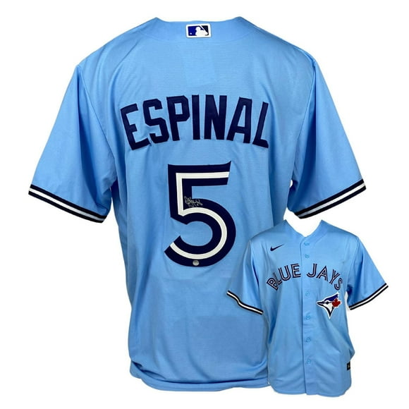 Santiago Espinal Chandail Signé Toronto Blue Jays Réplique Nike Poudre Bleu