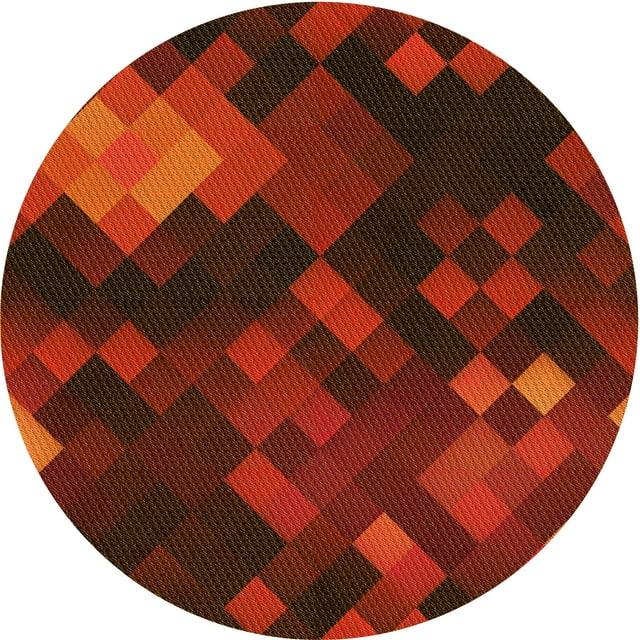 Ahgly Company Tapis Rond Lavable en Machine Intérieur Transitionnel Rouge Canneberge, 4 Pieds Rond
