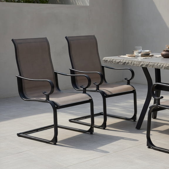 Topcobe Set of 2 Patio Chairs with Quick-drying and Breathable Fabric for Backyard, Outdoor Patio Furniture for Garden Backyard Pool Deck-Gray