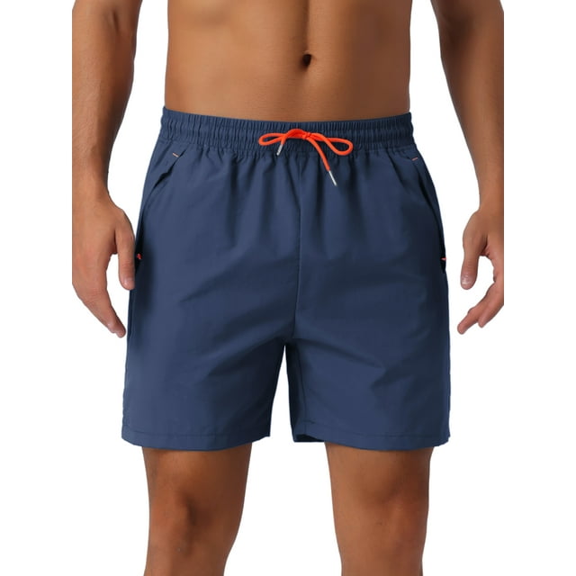 INSPIRAR CHIC Pantalones Cortos de Playa para Hombre de Verano con Cintura Elástica y Cordón, Forro de Malla, 28 Azul Oscuro