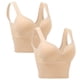 thumbnail image 3 of Pack de 2 sujetadores deportivos sin aros para mujer: acolchados, espalda baja, gran sujeción para fitness/uso diario, 95 % nailon, 3 of 8