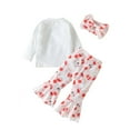 thumbnail image 2 of Baby Girl Christmas Clothes Long Sleeved Lettering Top+Print Trousers +Hairband Set,3M-4Y, 2 of 8