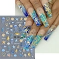 thumbnail image 6 of Summer Ocean Nail Art Stickers, Embossed Beach Seashell Starfish Nail Decals, Cute Marine Life Self Adhesive Nail Accessories for Women Girls Acrylic Nail DIY Decoration, 4Sheets, 6 of 7