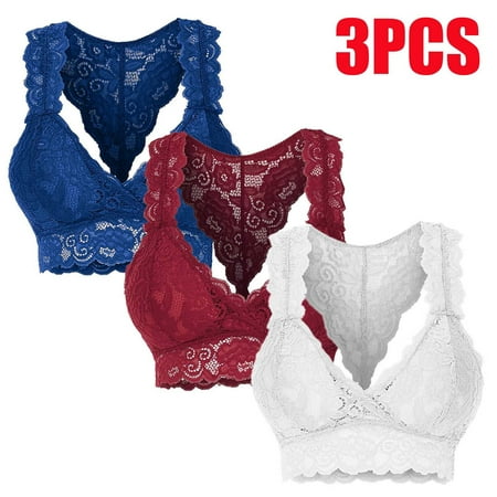 

cuitcosohg Best Bras for Women 3PC New Women Plus Size Vest Crop Wire Free Bra Lingerie V Neck Underwear Lingerie Lace Push Up Bras for Women