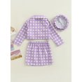 thumbnail image 4 of Bagilaanoe 4Pcs Little Girls Skirt Set Long Sleeve Jacket + Sleeveless Tops + Mini Skirt + Beret Hat 3T 4T 5T 6T 7T Kids Fall Plaid Outfits, 4 of 9