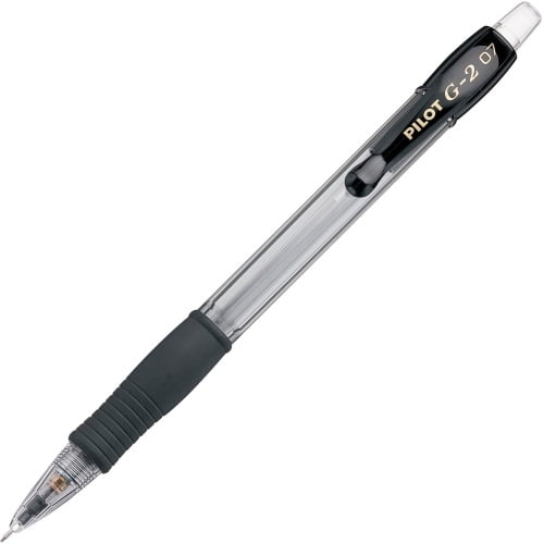 Pilot G2 Mechanical Pencils 0.7 mm Lead Diameter - Refillable - Clear, Black Barrel - 12 / Dozen