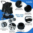 thumbnail image 4 of CL.HPAHKL Dog Stroller, 4 Wheels Foaldable Cat Stroller Dog Cat Cage Jogger Stroller for Medium Small Dogs Cats, Pet Stroller with Storage Basket and Cup Holder Portable Lightweight for Travel, 4 of 8