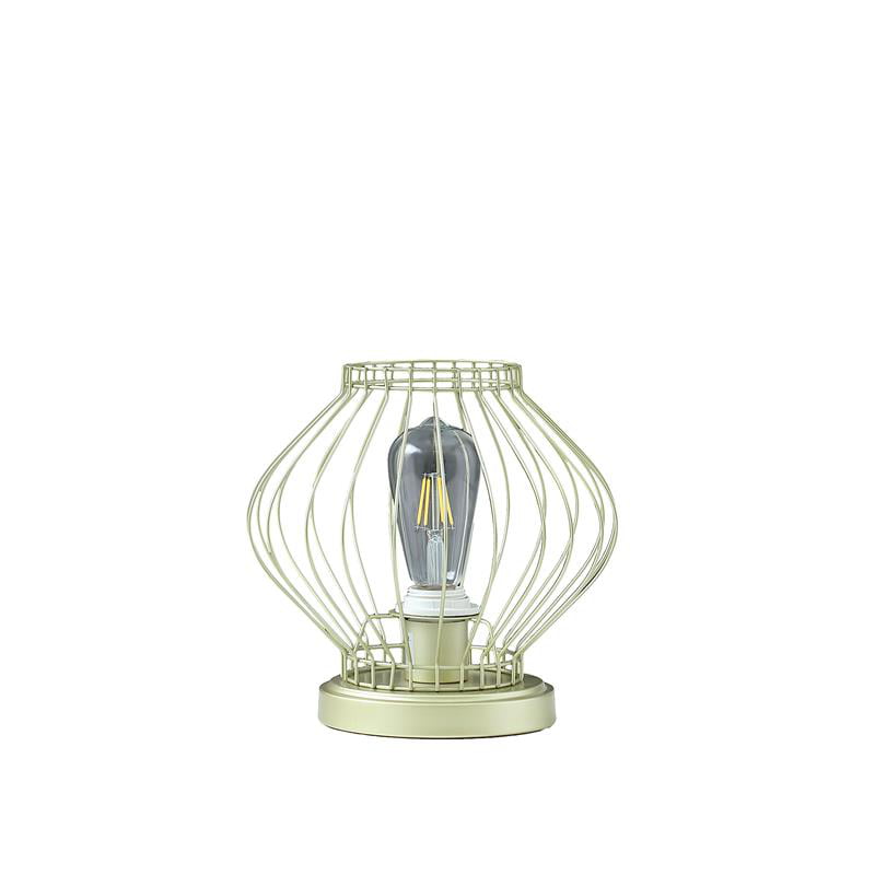9 5 In Industrial Farm Cage Satin, Uplight Accent Gold Metal Table Lamp