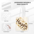thumbnail image 4 of YFYANG Reusable Cotton Canvas Tote Shopping Bag, Khaki Happy Doodle Washable Portable Grocery Bag for Daily Travel, 4 of 8