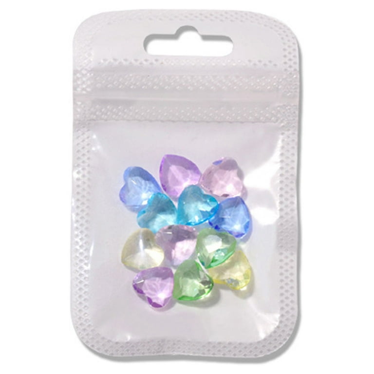 qiipii 300pcs Transparent Heart Nail Charms, 3D Mixed Size Cute Love Hearts  Rhinestones Flat Resin Crystal Clear Diamonds Nail Art Supplies Nail