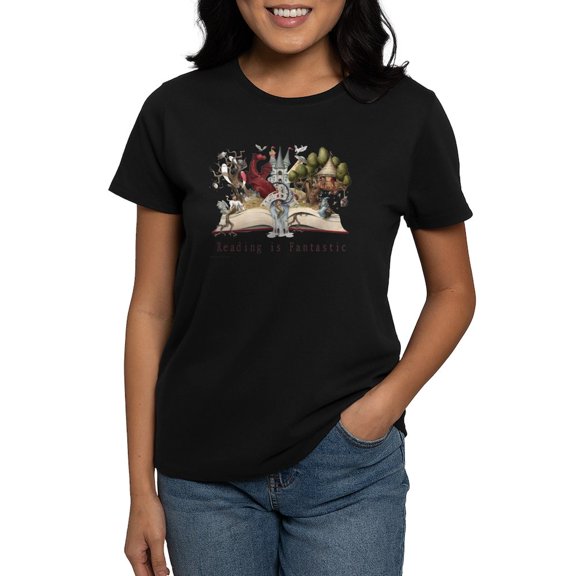 CafePress - Reading Is Fantastic II Women's Dark T Shirt - Women's Traditional Fit Dark T-Shirt
