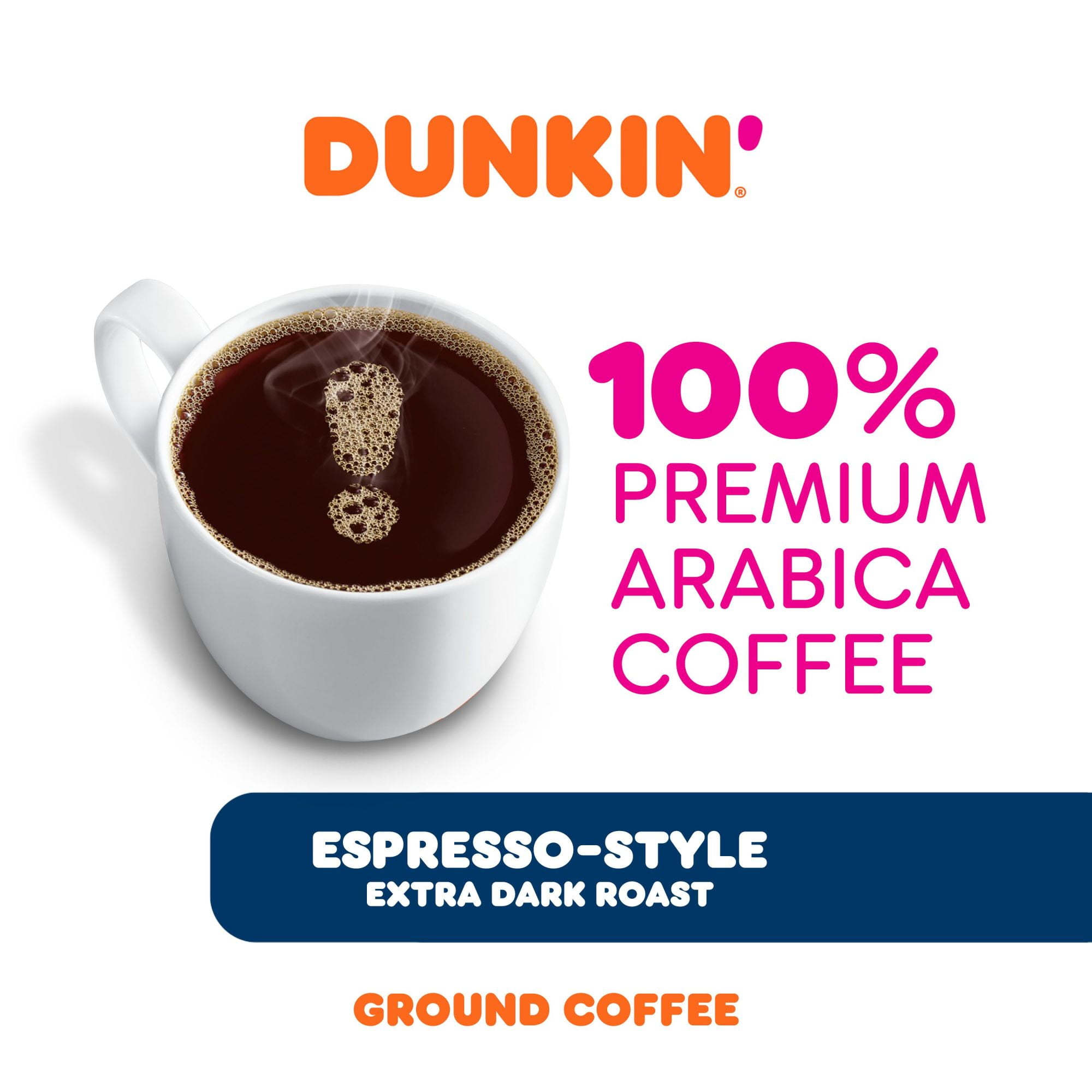 Dunkin Espresso-Style Extra Dark Roast, Bold Ground Coffee, 10 Ounce Bag