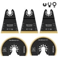 thumbnail image 2 of Oscillating Saw Blades - 5Pcs  Bi-metal Titanium Alloy Coated  Multitool Blades  Quick Release Oscillating Blades  Fast Cutting Saw Blades  with Gasket Adapters  for Wood Plastic Metal Cu, 2 of 10