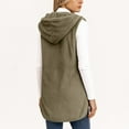 thumbnail image 4 of HAiming Fleece Vest Hooded Cardigan for Women Open Front Solid Color Sleeveless Soft Comfy Jacket Trendy Coats, 4 of 8