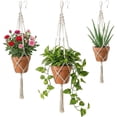 thumbnail image 1 of Set de 3 Piezas Maceteros Colgantes de Macramé Tejidos a Mano con Ganchos, Soporte para Plantas Colgantes de Interior y Exterior, Decoración Bohemia para el Hogar y Jardín, Marfil, 1 of 4