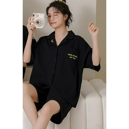 

CoCopeaunt Cotton Sleepwear Couple Star Print Bow Pajama Women Autumn Pyjama 2 Piece Bedroom Set Pijama Long Sleeve Loungewear Nightwear