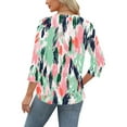 thumbnail image 4 of CYMMPU Loose Fit Round Neck 3/4 Sleeve Tunic Tops Boho Blouses for Women Dressy Casual Floral Printed Fall Fashion Shirts Spring Tops Lightweight Basic T-Shirts Multicolor XL, 4 of 6