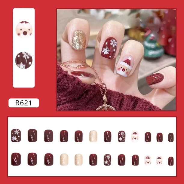 Heallor-uñas postizas de Ballet francés, manicura de cobertura completa, 24 piezas, corazón de amor, larga, desmontable