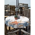 thumbnail image 2 of Outdoor Tablecloths with Umbrella Hole & Zipper, Blue Coastal Round Tablecloth 54 Inch, Summer Beach Starfish Weeping Eucalyptus Waterproof Table Cloth, Patio/Pool/Picnic Table Covers, 2 of 8