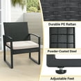 thumbnail image 5 of LOGYAT 3 Piece Wicker Patio Bistro Set, All-Weather Rattan Conversation Set with Glass Top Coffee Table, Perfect for Balcony, Porch, Poolside, Black Frame with Beige Cushion, 5 of 7