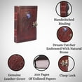 thumbnail image 3 of Genuine Leather Dreamcatcher Journal – Handmade Embossed Writing Diary with Lapis Stone & Antique Lock | Unlined Notebook & Sketchbook for Men & Women, 3 of 5