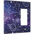 thumbnail image 2 of NICKSUN Galaxy Space Purple Combination Wall Plate, 2 Gang 1 Blank 1 Rocker Outlet Cover Decorative Switch Plate for Office Home Decor, 4.5 x 4.5 Inch, 2 of 7
