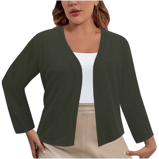 cfhntfmh Plus Size Cardigan for Women Fashion Long Sleeve Open Front Jackets Fall Baggy Lounge Cropped Cardigans