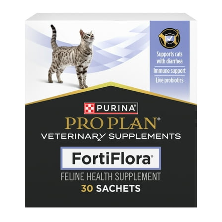 Purina Pro Plan Veterinary Supplements FortiFlora Cat Probiotic Supplements for Cats with Diarrhea, 30 Ct Box