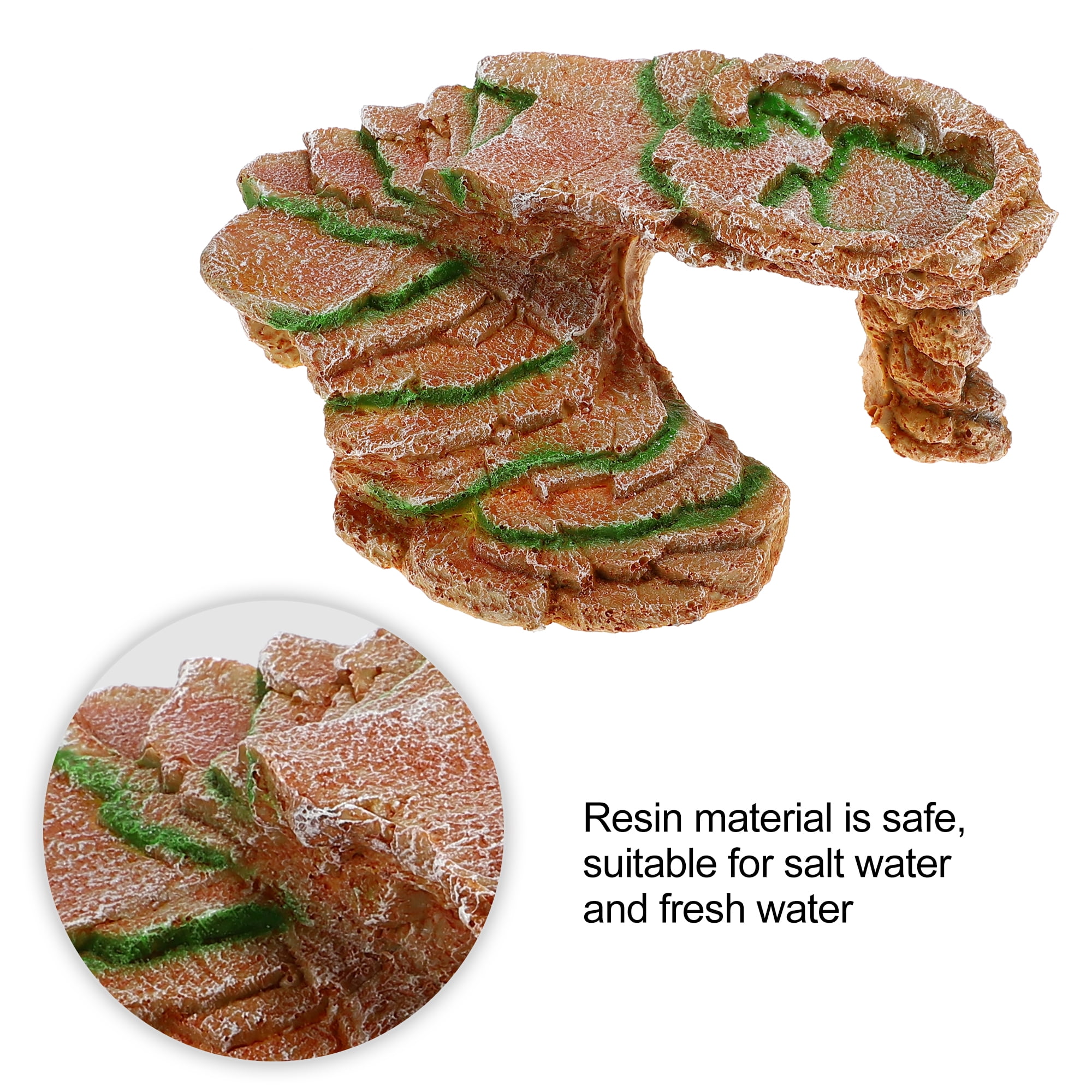 Unique Bargains Turtle Basking Platform Resin Tortoise Rock Aquarium Ornament 9.7"x6.7"x4.1" Orange Green