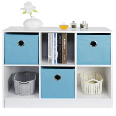 ZENY 6 Cases Storage Cube Cabinet Organizer with Three Drawers MDF Board, White