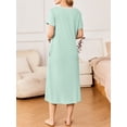 thumbnail image 7 of Avidlove Long Nightgowns for Women Henley Floral Ladies Gowns Short Sleeve Btton Neck Nightdress House Dress Sleepwear with Pockets, 7 of 7