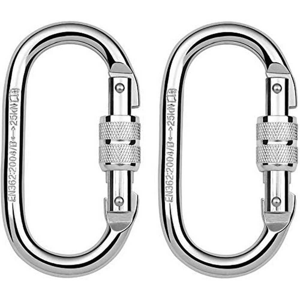 Heavy Duty Climbing O Carabiners 2Pack Breaking Strength 11KN Durable