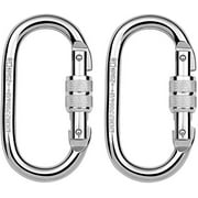 Heavy Duty Climbing O Carabiners 2-Pack Breaking Strength 11KN Durable Spring Hooks Karabiners for Rigging