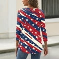 thumbnail image 3 of HAVUITYY Independence Day 3/4 Sleeve Sweaters for Womens, Fashionable American Flag 4th of July Womens Tops, Women's Lightweight Spring Casual Blouse, 3 of 5