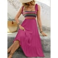 thumbnail image 5 of Women Sleeveless Summer Dresses Wedding Guest Maxi Dresses Ribbed Knit Tops and Polyester Skirt with Pockets Rose Red XL, 5 of 9