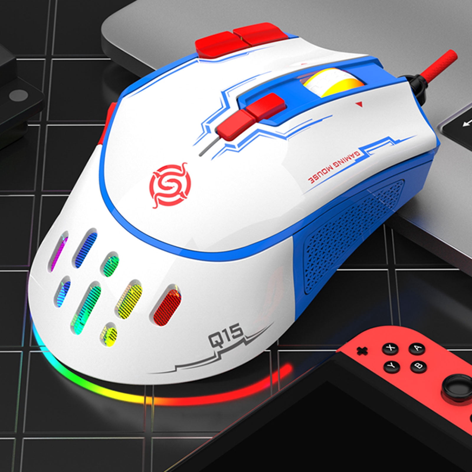 9-Key USB Wired Ergonomic Gaming Programming 6400DPI RGB Optical Mice Mause For Computer Laptop