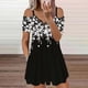 thumbnail image 2 of Mini vestidos estampados sin tirantes de manga corta con cuello en V sexy a la moda para mujer Fridja  qw6754, 2 of 5