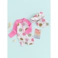 thumbnail image 2 of Toddler Baby Girl One Piece Swimsuit Shell Print Long Sleeve Rash Guard Swimwear Sun Protection Bathing Suits and Sun Hat Set, 2 of 7