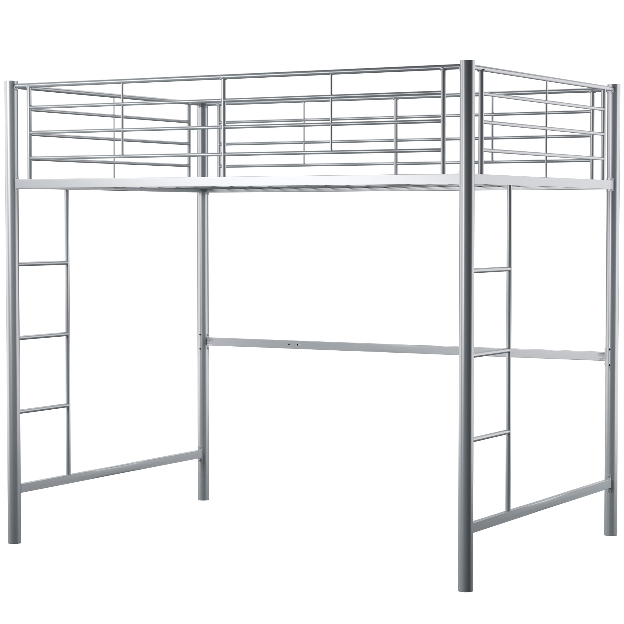 Walker Edison Full Size Premium Metal Loft Bed - Silver
