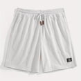 thumbnail image 3 of Mens Shorts with Pockets and Drawstring Jacquard Texture Casual Men's Shorts Waffle Knit Short, White, S, 3 of 5