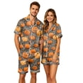 thumbnail image 2 of Mens Casual Couple Loungewear Set Allover Halloween Pattern Short Sleeve Pocket Shirt And Matching Sleep Shorts, 2 of 7
