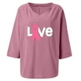 thumbnail image 4 of IROINNID Womens Long Sleeve Tops Summer V-Neck 3/4 Sleeve Print Lounge T-shirt Blouse,Pink, 4 of 5