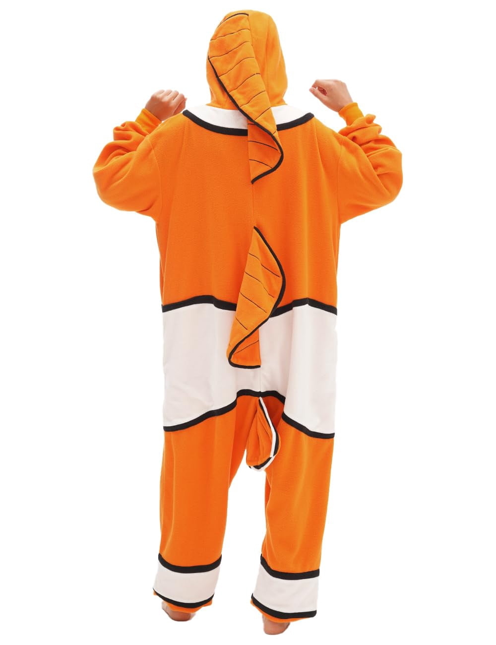 Clownfish Costume Adult Animal Onesie Pajamas Halloween Cosplay Hooded Homesuit Jumpsuit for Women Men
