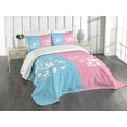 thumbnail image 3 of Ambesonne Party Quilted Bedspread Set 3 Pcs, Minimalist Horse Stork Bear, Queen Size, Pale Pink and Sky Blue, 3 of 5