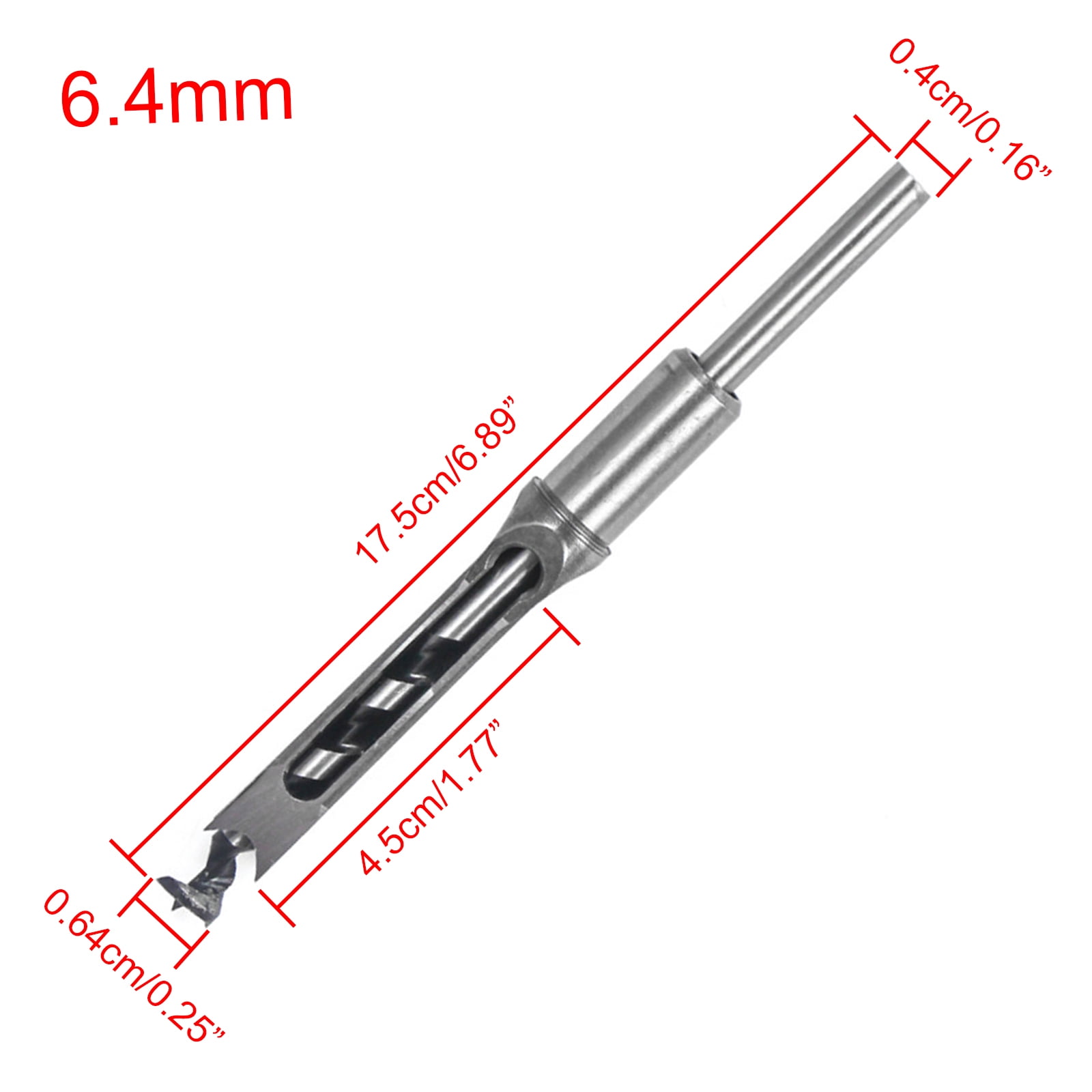 Square Hole Saw Auger Drill Bit Set 6.4-16mm Mortising Chisel Carve Woodworking 