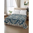thumbnail image 2 of Blue Boho Flowers Twim Size Flat Sheet, Wrinkleproof & Fadeproof Cooling Flat Bed Sheet Only, Country Vintage Abstract Floral Breathable Soft Bedding Top Sheets 66 x 96 Inches, 2 of 8