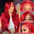 thumbnail image 2 of Peluca de encaje en la parte delantera ELFSECRET de cabello humano rojo Body Wave 20, 2 of 6