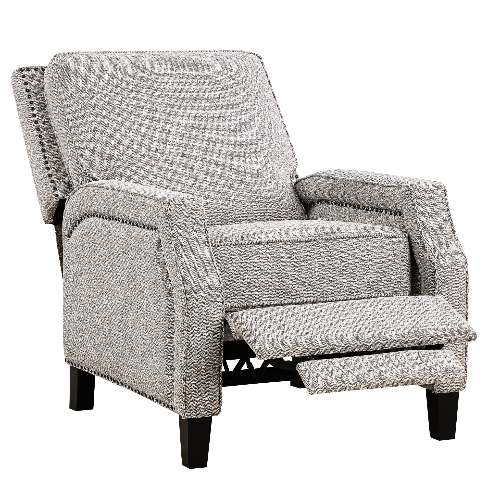 Modern Reclining Chair In Coconut Chenille With Pocket Coils Push Back Chenille, Solid Wood Frame, 1pc Cushion Seat, Transitional Style, 30" X 38" 39"h, 25" Arm Height