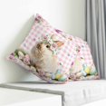 thumbnail image 3 of Easter Cute Bunny Pillow Covers 16x16 Inch Decorative Throw Pillow Cover, Colorful Eggs Spring Daisy Flowers Pink Plaid Sofa Pillowcases Accent Cushion Case Home Decor Bedroom Living Room, 3 of 6